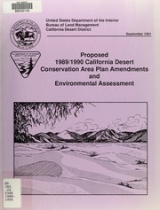 Cover of: Proposed 1985 amendments to the California Desert conservation area plan: draft environmental impact statement