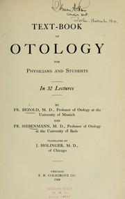 Cover of: Text-book of otology for physicians and students: in 32 lectures