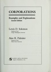 Cover of: Corporations by Lewis D. Solomon & Alan R. Palmiter