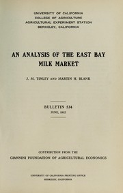 Cover of: An analysis of the East Bay milk market