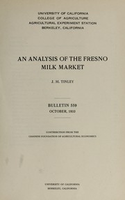 Cover of: An analysis of the Fresno milk market