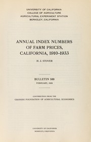 Cover of: Annual index numbers of farm prices, California, 1910-1933