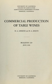 Cover of: Commercial production of table wines