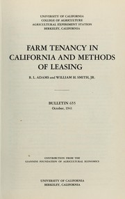 Cover of: Farm tenancy in California and methods of leasing by R. L. Adams