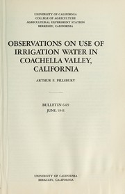 Cover of: Observations on use of irrigation water in Coachella Valley, California