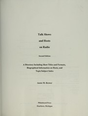 Cover of: Talk shows and hosts on radio: a directory including show titles and formats, biographical information on hosts, and topic/subject index