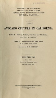 Cover of: Avocado culture in California | 