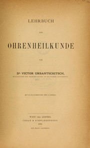 Cover of: Lehrbuch der ohrenheilkunde by Victor Urbantschitsch