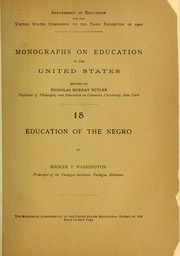 Cover of: Education of the negro