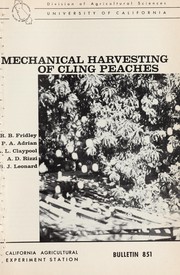 Cover of: Mechanical harvesting of cling peaches