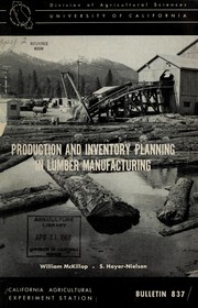 Cover of: Production and inventory planning in lumber manufacturing