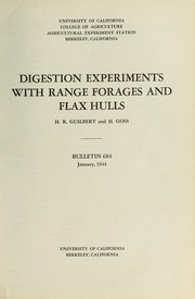Cover of: Digestion experiments with range forages and flax hulls
