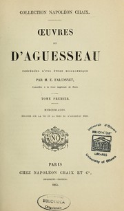 Cover of: Oeuvres de d'Aguesseau