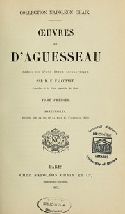 Cover of: Oeuvres de d'Aguesseau by Henri François d' Aguesseau