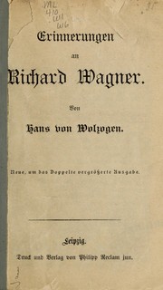 Cover of: Erinnerungen an Richard Wagner