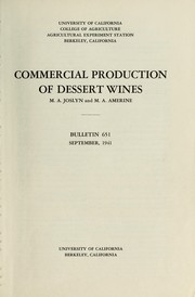 Cover of: Commercial production of dessert wines by Maynard A. Joslyn