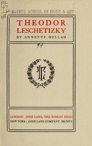 Cover of: Theodor Leschetizky by Annette Hullah
