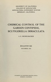 Cover of: Chemical control of the garden centipede, Scutigerella immaculata