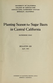 Cover of: Planting season for sugar beets in central California