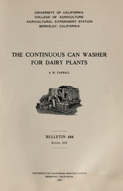 Cover of: The continuous can washer for dairy plants