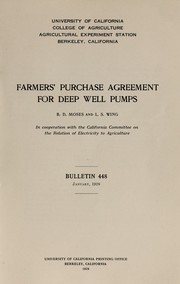 Cover of: Farmers' purchase agreement for deep well pumps