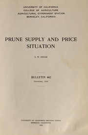 Cover of: Prune supply and price situation