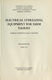 Cover of: Electrical sterilizing equipment for farm dairies
