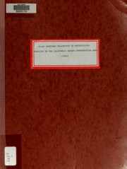 Cover of: Plant response parameters to recreational vehicles in the California Desert Conservation Area (CDCA): final report