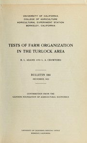 Cover of: Tests of farm organization in the Turlock area
