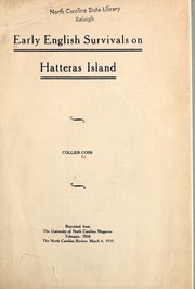 Cover of: Early English survivals on Hatteras Island by Collier Cobb