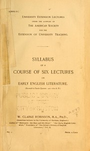 Cover of: Syllabus of a course of six lectures on early English literature