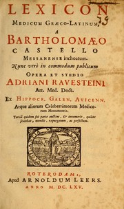 Cover of: Lexicon medicum Graeco-Latinum