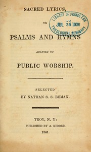Cover of: Sacred lyrics: or, Psalms and hymns adapted to public worship