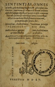 Cover of: Sententiae omnes ac verba, quae in divini Hippocratis Aphorismis continentur by Hippocrates