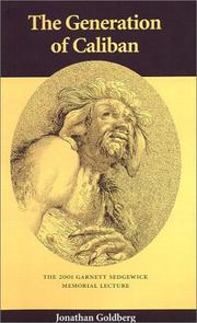 Cover of: The Generation of Caliban by Jonathan Goldberg