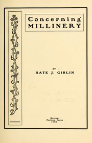 Cover of: Concerning millinery