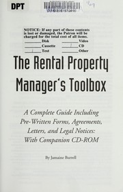Cover of: The rental property manager's toolbox by Jamaine Burrell