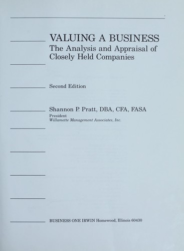 Valuing a business by Shannon P. Pratt