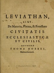 Cover of: Leviathan, sive, De materia, forma, & potestate civitatis ecclesiasticae et civilis by Thomas Hobbes