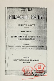 Cover of: Cours de philosophie positive