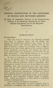 Cover of: Official instruction in the countries of middle and southern America: an address delivered at the annual meeting of the National association of state universities held at New Orleans