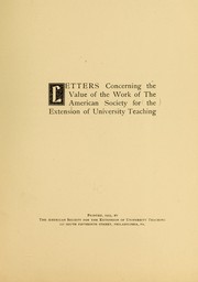 Cover of: Letters concerning the value of the work of the American society for the extension of university teaching