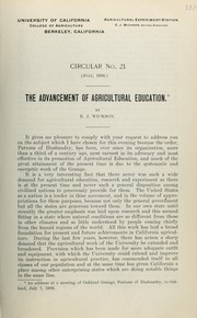 Cover of: The advancement of agricultural education