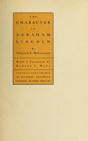 Cover of: The character of Abraham Lincoln