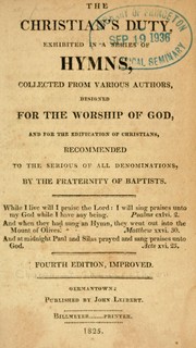 Cover of: The Christians duty, exhibited in a series of hymns