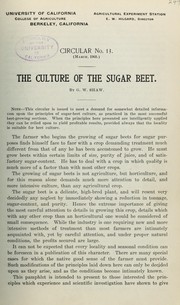 Cover of: The culture of the sugar beet