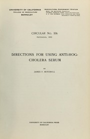 Cover of: Directions for using anti-hog-cholera serum by James F. Mitchell