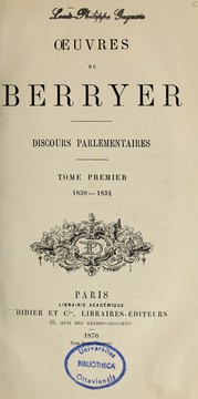 Cover of: Discours parlementaires by Pierre Antoine Berryer