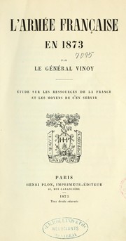 Cover of: L'Armée française en 1873 by Joseph Vinoy