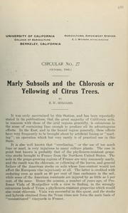Cover of: Marly subsoils and the chlorosis or yellowing of citrus trees